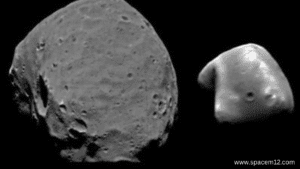 "How Many Moons Does Mars Have? NASA illustration of the Martian moons with labeled orbits."