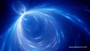 "Quantum Singularity visual showing collapse of matter into an infinitely dense point in space."