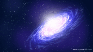 "Spiral Galaxy featuring curved star-filled arms wrapping around a bright galactic core in deep space."