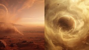 compare the atmospheres of mars and venus​ showing CO₂ levels and surface conditions
