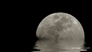 "Image of the Moon displaying a ripple-like distortion, known as a 'Moon Wave,' caused by a camera's rolling shutter effect during high-zoom video capture."