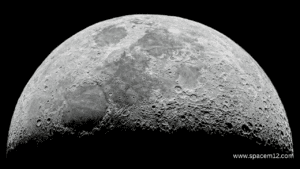 "Astronaut walking on the Moon surface with visible footprints and craters"