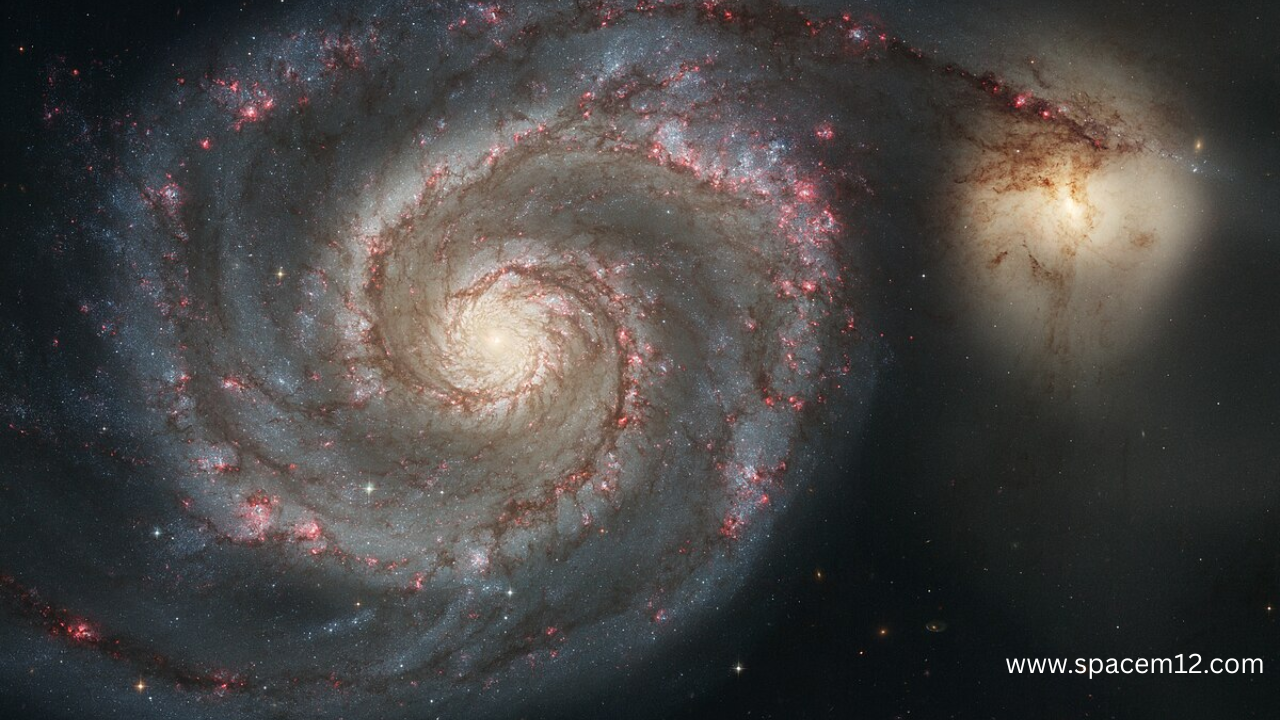 High-resolution image of grand-design spiral galaxy Whirlpool in Canes Venatici constellation