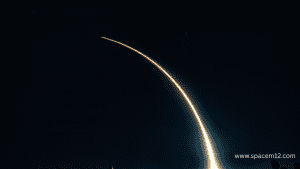 Falcon 9 rocket soaring into the sky during a powerful space launch